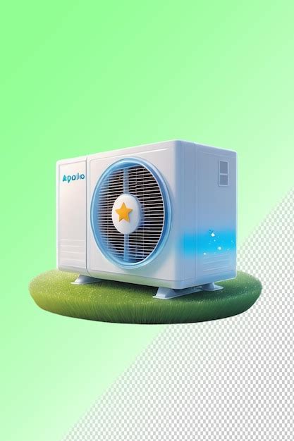 Un ventilador eléctrico azul y blanco con una estrella en la parte