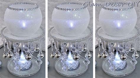 Dollar Tree Diy Glam Icy Candle Holder Christmas Centerpiece Youtube