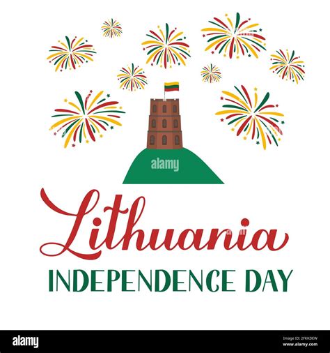 Lithuania Independence Day Calligraphy Hand Lettering Lithuanian Holiday Celebrate On March 11