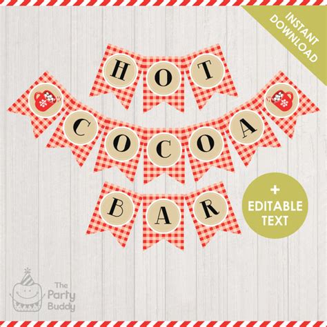 Hot Cocoa Bar Banner Digital Printable Editable Text Etsy