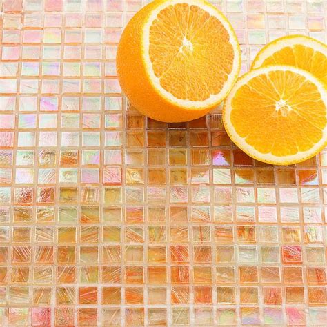 Celeste Citrus Blast Orange 1x1 Glass Polished Mosaic Tile Glass Mosaic Tiles Glass Tile