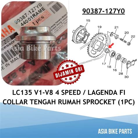 Yamaha Original Lc135 V1 V2 V3 V4 V5 V6 V7 V8 4s Lagenda Fi Clutch Hub Collar Tengah Rumah