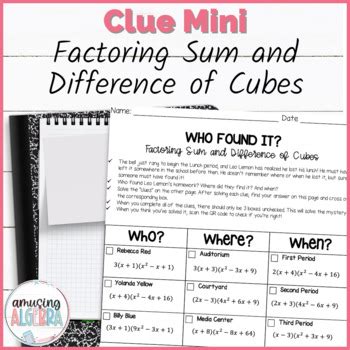 Factoring Sum And Difference Of Cubes Clue Mini Mystery Activity