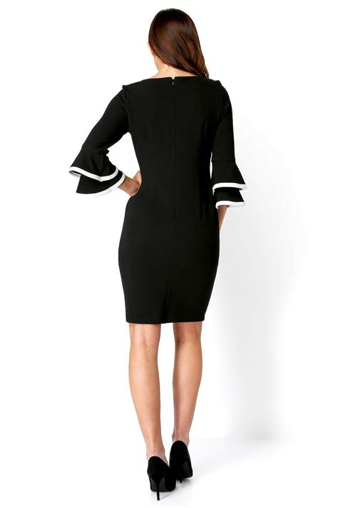 Double Fluted 34 Length Sleeve Dress In Black Roman Originals Uk