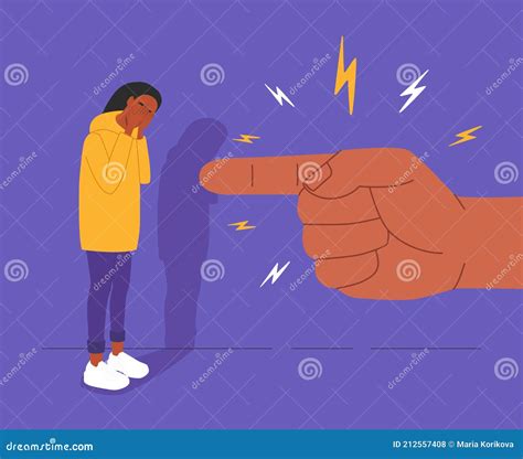 Victim Blaming Concept Vector Illustration With A Girl Trying To Hide