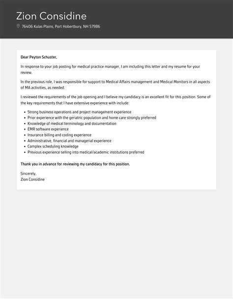 Medical Practice Manager Cover Letter Velvet Jobs