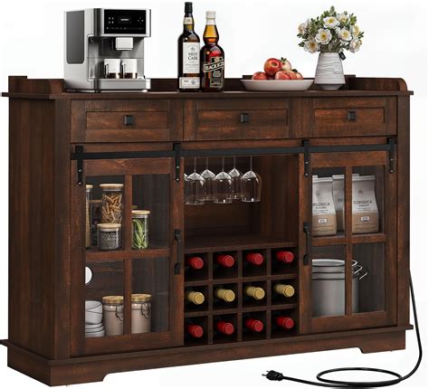 Gaomon Farmhouse Buffet Cabinet With Storage 54 Coffee Bar With Sliding Barn Door