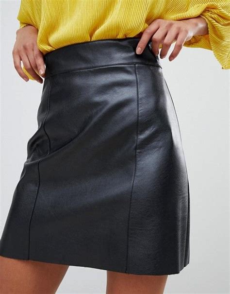 River Island River Island Faux Leather A Line Mini Skirt In Black A