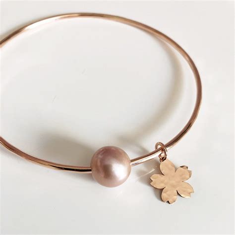 Bangle Sakura Pink Pearl Bangle Cherry Blossom Bangle Hawaiian Bangle