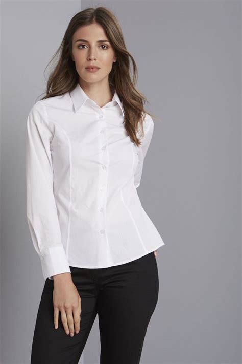 Womens Essentials Long Sleeve Shirt White Colour White Size Рубашка