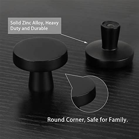 Homdiy Pack Black Cabinet Knobs Round Matte Black Kitchen Knobs Zinc