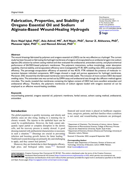 PDF Fabrication Properties And Stability Of Oregano Essential Oil