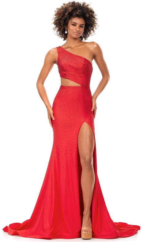 Ashley Lauren 11337 - Asymmetric Neck Mermaid Prom Gown – Couture Candy
