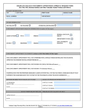 Fillable Online Grad Illinois Concurrent Appointment Approval Request