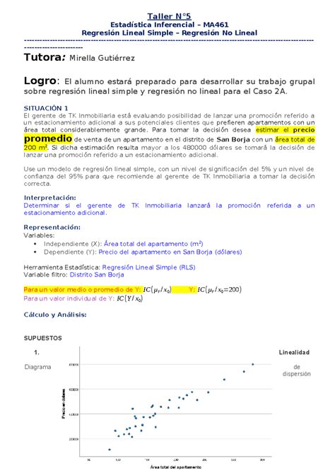 Taller P Taller N Estad Stica Inferencial Ma Regresi N Lineal