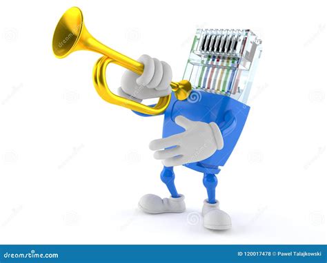 Network Character Playing the Trumpet Stock Illustration - Illustration of computer ...