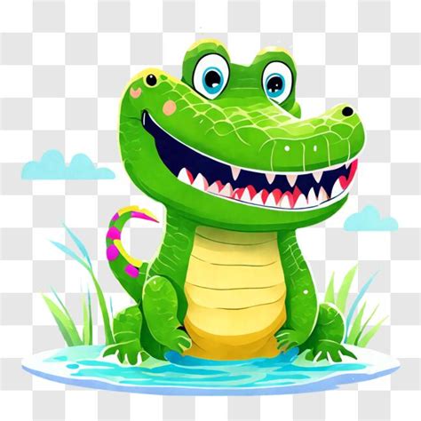 Download Educational Cartoon Alligator in Water PNG Online - Creative ...