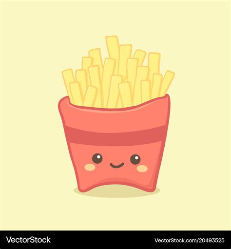 Cute french fries cartoon Royalty Free Vector Image