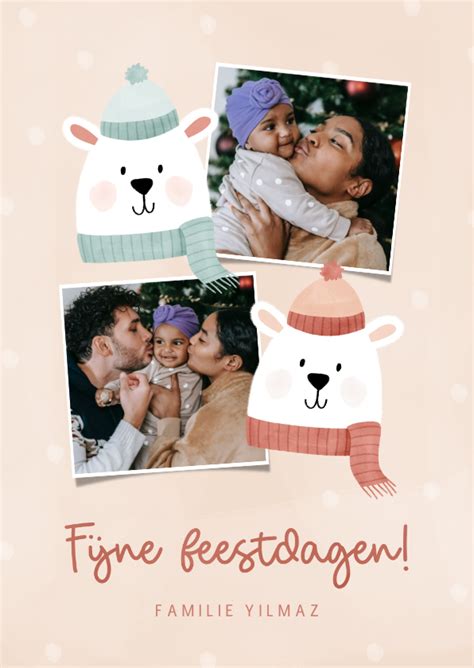 Kerstkaartje Fotocollage Ijsbeertjes Fijne Kaartje Go