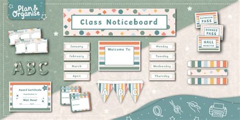 Classroom Display Pack Geometric Boho Teacher Made