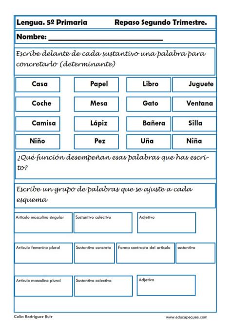 Ejercicios De Lengua Para Ni Os De Primaria Para Imprimir F