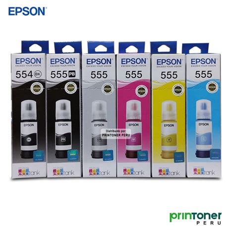 Tinta Epson T555 T554 kit de 6 Colores L8160 L8180 Prin Toner Perú