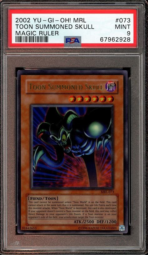 2002 Yugioh Magic Ruler Toon Summoned Skull Mrl 073 Psa 9 Mint Ebay