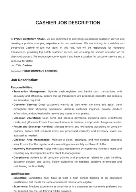 Fry's Cashier Job Description at Amber Polk blog