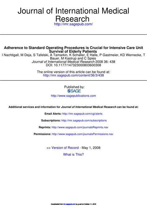 PDF Adherence To Standard Operating Procedures Is Crucial For