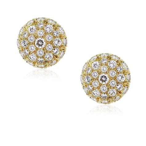 Harry Winston 18k Yellow Gold And Diamond Earrings Boca Raton