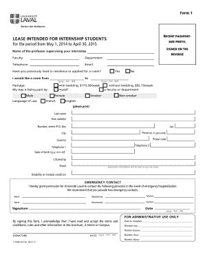 Fillable Online Residence Application Form For Internship Students