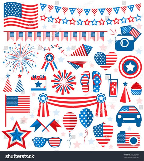 Usa Celebration Flat National Symbols Set Shutterstock