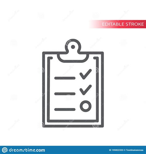 Klembord Met Checklist Thin Line Vectorpictogram Karton Met Teken Of