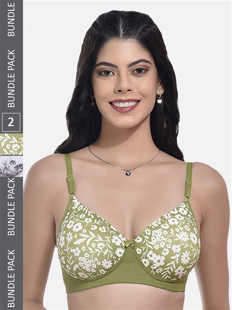 Buy Styfun Pack Of 2 Floral Printed Full Coverage Lightly Padded All Day Comfort Bra Bra For