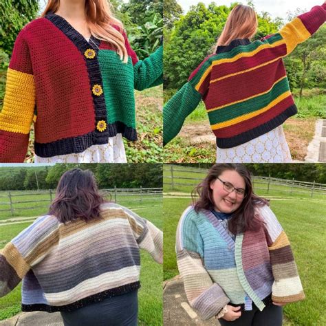 Crochet Colorblock Cardigan Written Pattern Etsy