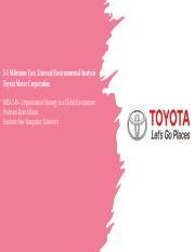 5 1 Milestone Two External Environmental Analysis Toyota Pptx 5 1