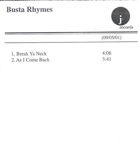 Busta Rhymes – Break Ya Neck (2001, CDr) - Discogs