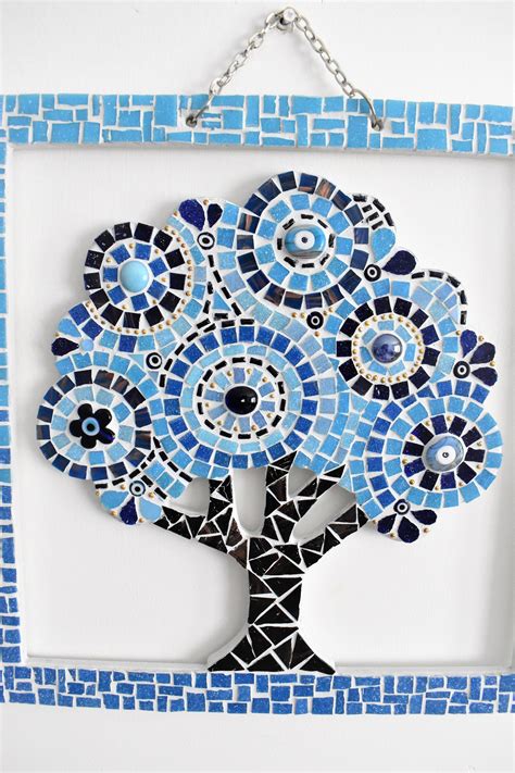 Tree Of Life Wall Artmosaic Tree Wall Hangingblue Tree Wall Hanging