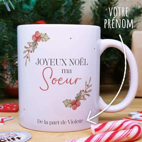 Mug Joyeux Noël ma soeur personnalisé Cadeau pour Noël