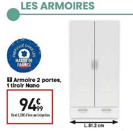 Offre Armoire 2 Portes 1 Tiroir Nano Chez Conforama