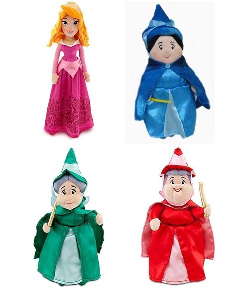 Disney Aurora Sleeping Beauty Plush Doll Set With Fairies Merryweather