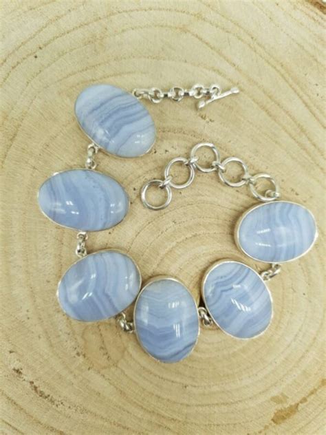 Blue Lace Agate Sterling Silver Bracelet Salt Shack