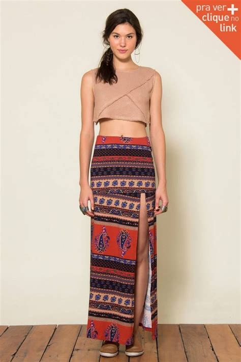 Cropped Nude Saia Etnica Roupas Estilos Saias