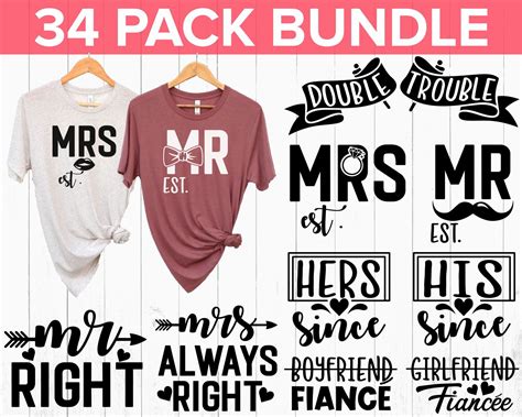 Couples Shirts Svg Bundle Matching Shirt Svg Anniversary Etsy