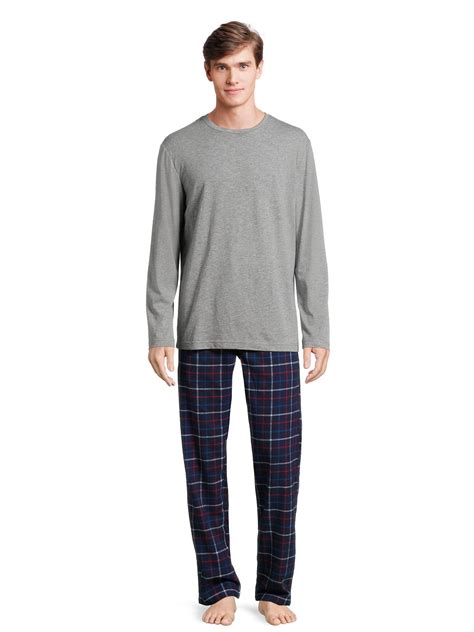 Hanes Mens Slub Jersey Top And Ultra Soft Flannel Sleep Pants Set 2