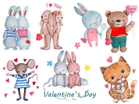 Valentine's Day. Cute cartoon animals. Love. By Teddy Bears and their ...