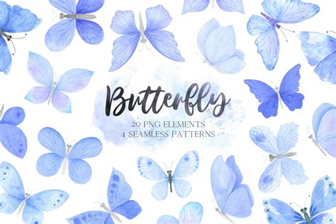 Watercolor Butterfly Blue