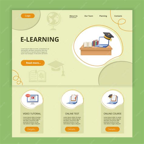 Premium Vector | Elearning flat landing page website template video