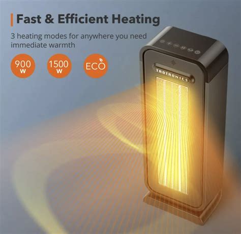 Space Heater Indoor Portable Office Heater Adjustable Thermostat 1500W ...