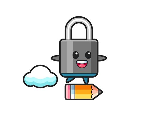 Padlock Mascot Illustration Riding On A Giant Pencil 3283223 Vector Art